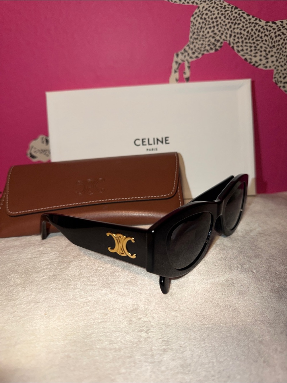 Celine Black Sunglasses with Gold Triomphe Accent
